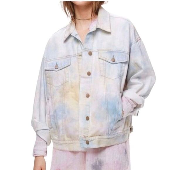 Free People Tie Dye Bomber Denim XS - Picture 2 of 8